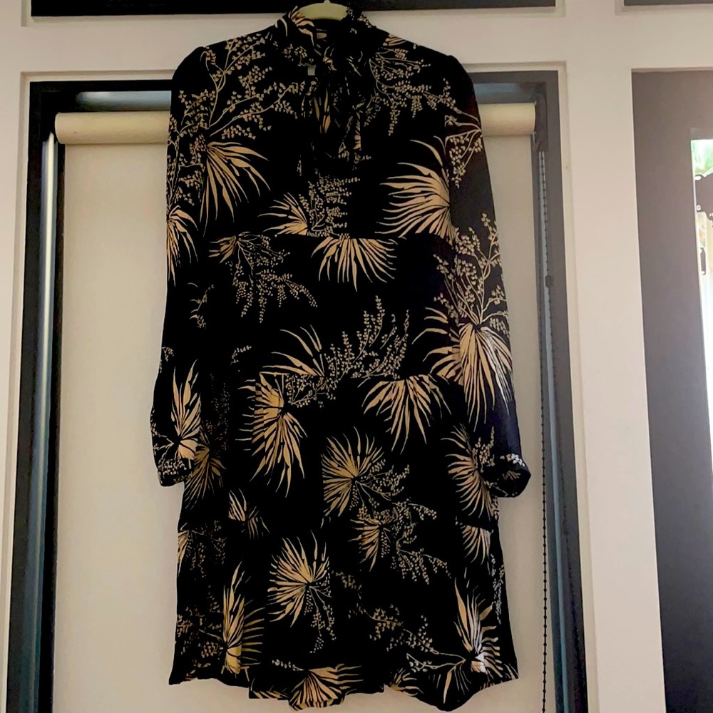 Bash Size Small Black And Tan Flowered Dress. - image 1